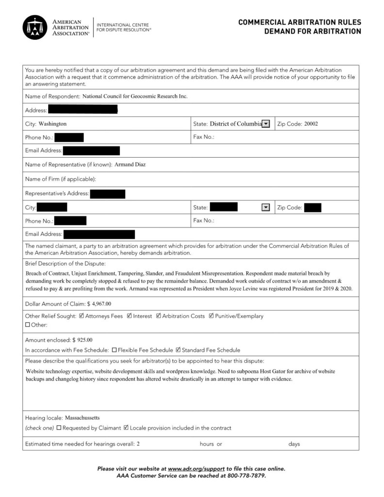 AstroloGeeks VS. NCGR demand for arbitration page 1